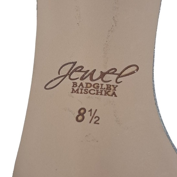 Badgley Mischka Jewel Silver sparkle sandal heels 8.5 Bracelet Ankle Strap - Picture 8 of 9